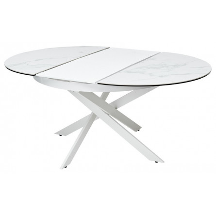 Стол TRENTO 120 HIGH GLOSS STATUARIO Белый мрамор глянцевый, керамика/ белый каркас М-City