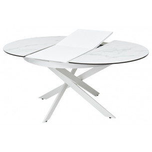 Стол TRENTO 120 HIGH GLOSS STATUARIO Белый мрамор глянцевый, керамика/ белый каркас М-City