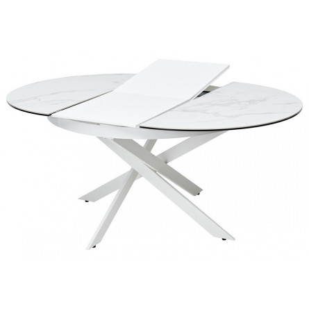 Стол TRENTO 120 HIGH GLOSS STATUARIO Белый мрамор глянцевый, керамика/ белый каркас М-City