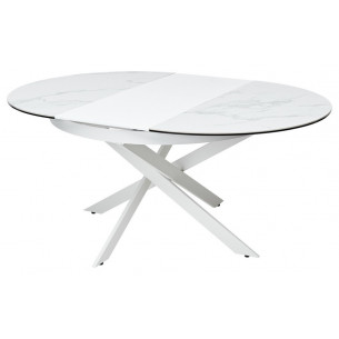 Стол TRENTO 120 HIGH GLOSS STATUARIO Белый мрамор глянцевый, керамика/ белый каркас М-City