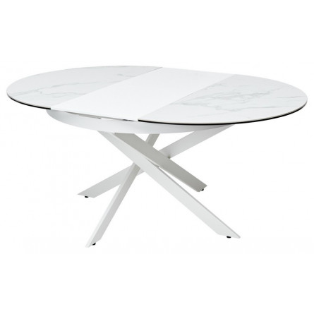 Стол TRENTO 120 HIGH GLOSS STATUARIO Белый мрамор глянцевый, керамика/ белый каркас М-City