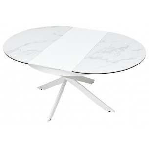 Стол TRENTO 120 HIGH GLOSS STATUARIO Белый мрамор глянцевый, керамика/ белый каркас М-City