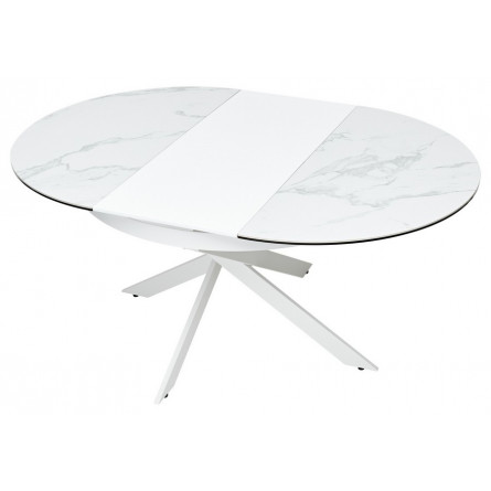 Стол TRENTO 120 HIGH GLOSS STATUARIO Белый мрамор глянцевый, керамика/ белый каркас М-City