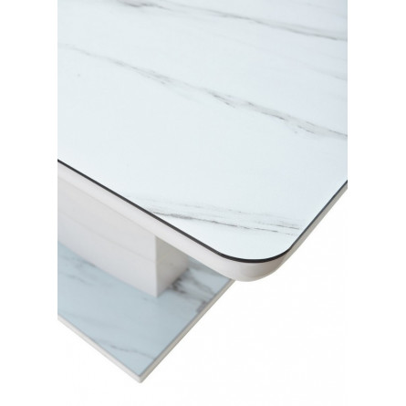 Стол ALTA 120 GREY-WHITE MARBLE/ WHITE глазурованное стекло М-City