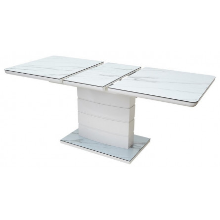 Стол ALTA 120 GREY-WHITE MARBLE/ WHITE глазурованное стекло М-City
