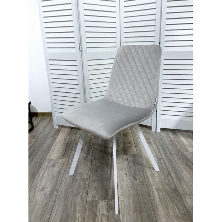 Стул DAIQUIRI BLUVEL-03 LIGHT GREY / белый каркас, велюр М-City