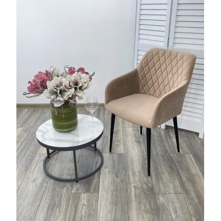 Стул BRANDY-X БЕЖЕВЫЙ 5, велюр / черный каркас М-City