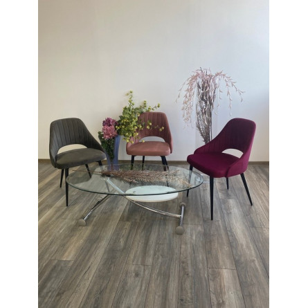 Стул FANTINE-LS РОЗОВЫЙ 15, велюр / черный каркас М-City