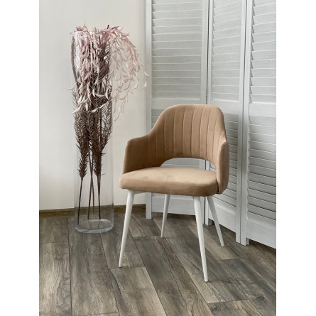 Стул FANTINE-LA БЕЖЕВЫЙ 5, велюр/ белый каркас М-City