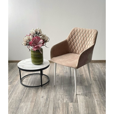 Стул BRANDY-X БЕЖЕВЫЙ 5/ белый каркас, велюр М-City