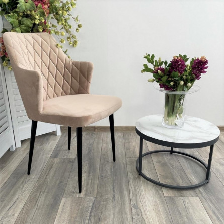 Стул HERMAN БЕЖЕВЫЙ 5, велюр / черный каркас М-City