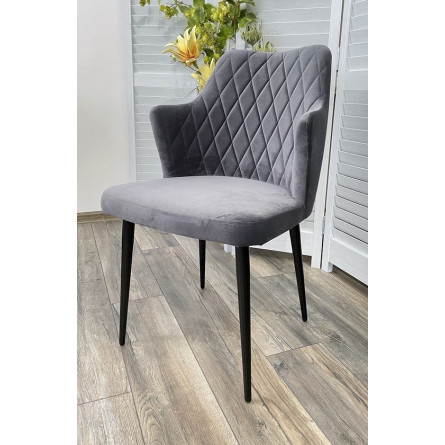 Стул HERMAN СЕРЫЙ 27, велюр / черный каркас М-City