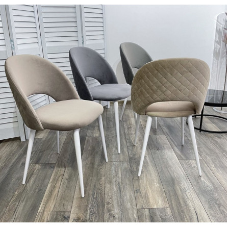 Стул MAX светло-серый 26, велюр / белый каркас М-City