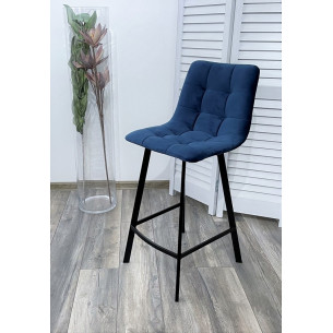 Полубарный стул CHILLI-QB SQUARE синий 29, велюр / черный каркас (H66cm) М-City