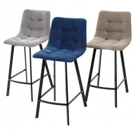 Полубарный стул CHILLI-QB SQUARE синий 29, велюр / черный каркас (H66cm) М-City