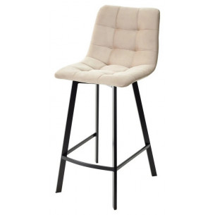 Полубарный стул CHILLI-QB SQUARE бежевый 5, велюр / черный каркас (H66cm) М-City