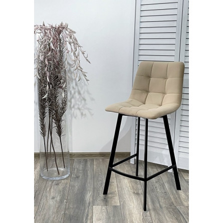 Полубарный стул CHILLI-QB SQUARE бежевый 5, велюр / черный каркас (H66cm) М-City