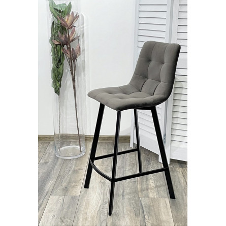 Полубарный стул CHILLI-QB SQUARE графит 14, велюр / черный каркас (H66cm) М-City