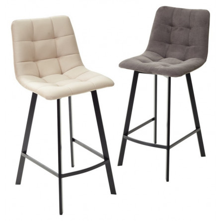 Полубарный стул CHILLI-QB SQUARE графит 14, велюр / черный каркас (H66cm) М-City