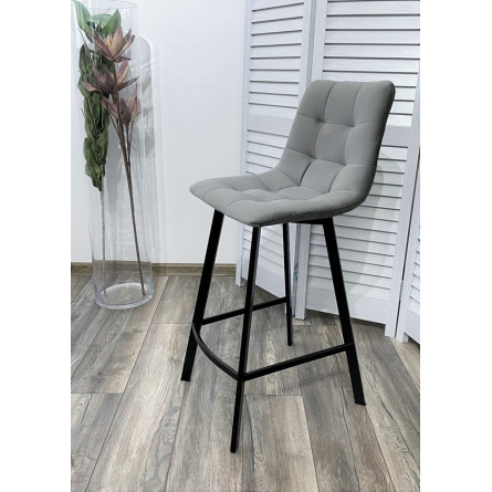 Полубарный стул CHILLI-QB SQUARE светло-серый 26, велюр / черный каркас (H66cm) М-City