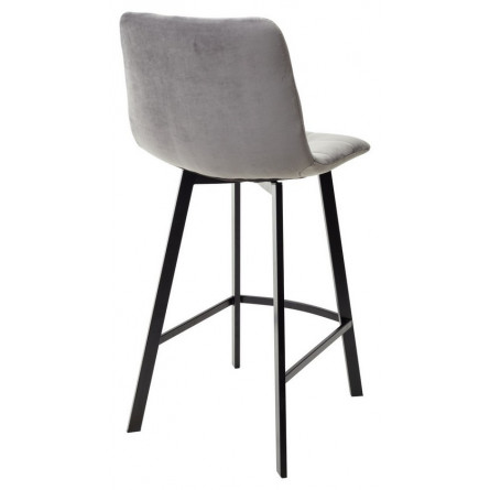 Полубарный стул CHILLI-QB SQUARE светло-серый 26, велюр / черный каркас (H66cm) М-City