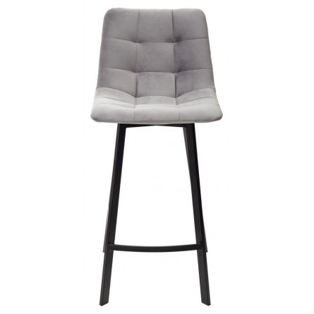 Полубарный стул CHILLI-QB SQUARE светло-серый 26, велюр / черный каркас (H66cm) М-City