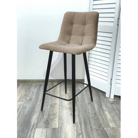 Полубарный стул CHILLI-QB латте 25, велюр / черный каркас (H66cm) М-City