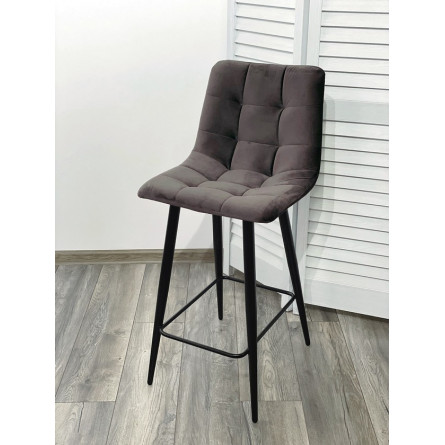 Полубарный стул CHILLI-QB графит 14, велюр / черный каркас (H66cm) М-City