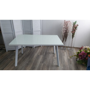 Стол ФИН 140 Белый, стекло/ Белый каркас М-City