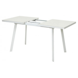 Стол ФИН 140 Латте, стекло/ Белый каркас М-City