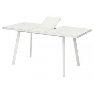 Стол ФИН 140 Латте, стекло/ Белый каркас М-City