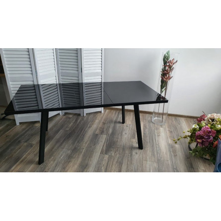 Стол ФИН 140 Черный, стекло/ Черный каркас М-City