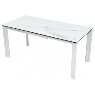 Стол CORNER 120 HIGH GLOSS STATUARIO керамика/ белый каркас М-City