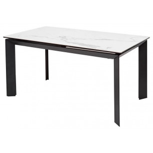Стол CREMONA 140 HIGH GLOSS STATUARIO Белый мрамор глянцевый, керамика/ черный каркас М-City