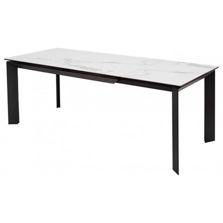Стол CREMONA 140 HIGH GLOSS STATUARIO Белый мрамор глянцевый, керамика/ черный каркас М-City