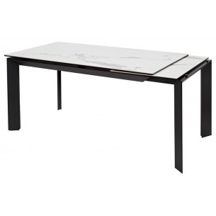 Стол CREMONA 140 HIGH GLOSS STATUARIO Белый мрамор глянцевый, керамика/ черный каркас М-City