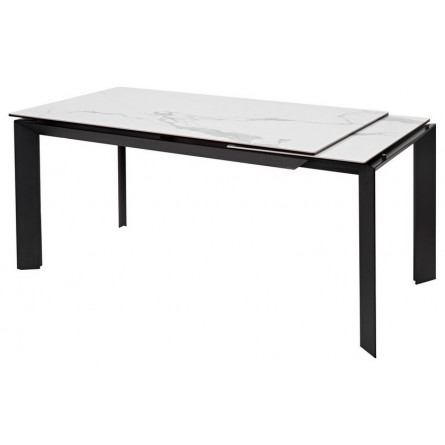 Стол CREMONA 140 HIGH GLOSS STATUARIO Белый мрамор глянцевый, керамика/ черный каркас М-City