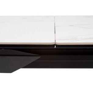 Стол CREMONA 140 HIGH GLOSS STATUARIO Белый мрамор глянцевый, керамика/ черный каркас М-City