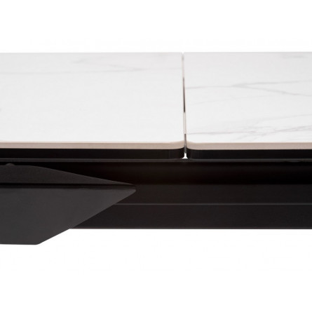 Стол CREMONA 140 HIGH GLOSS STATUARIO Белый мрамор глянцевый, керамика/ черный каркас М-City