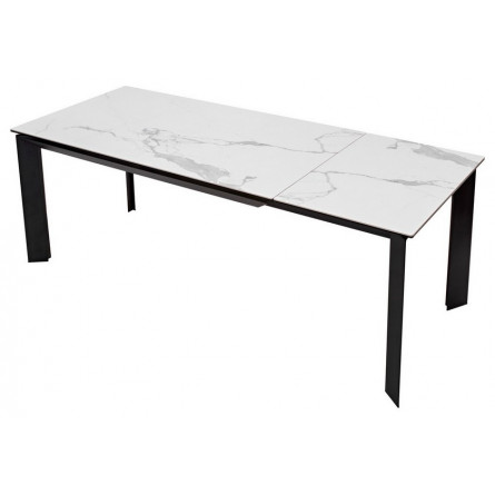 Стол CREMONA 140 HIGH GLOSS STATUARIO Белый мрамор глянцевый, керамика/ черный каркас М-City