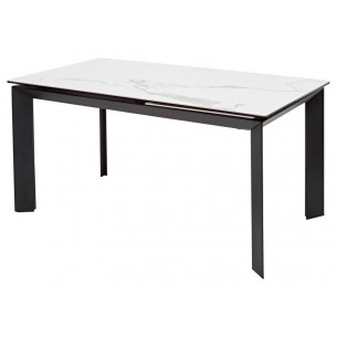 Стол CREMONA 140 HIGH GLOSS STATUARIO Белый мрамор глянцевый, керамика/ черный каркас М-City