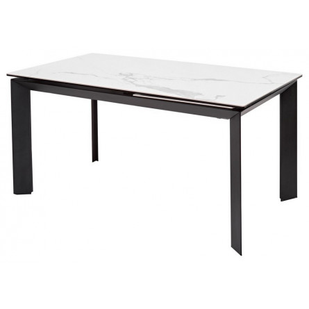 Стол CREMONA 140 HIGH GLOSS STATUARIO Белый мрамор глянцевый, керамика/ черный каркас М-City