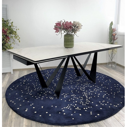 Стол RIETI 200 KL-99 Белый мрамор матовый, итальянская керамика / черный каркас М-City