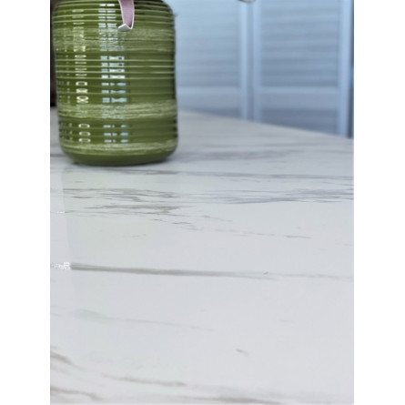 Стол RIETI 200 KL-99 Белый мрамор матовый, итальянская керамика / черный каркас М-City