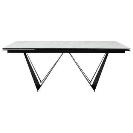 Стол RIETI 200 KL-99 Белый мрамор матовый, итальянская керамика / черный каркас М-City