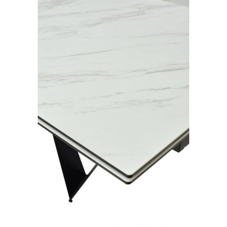 Стол RIETI 200 KL-99 Белый мрамор матовый, итальянская керамика / черный каркас М-City