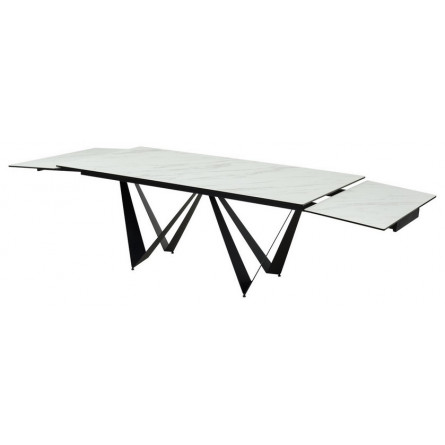 Стол RIETI 200 KL-99 Белый мрамор матовый, итальянская керамика / черный каркас М-City