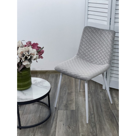 Стул TINTIN BLUVEL-03 LIGHT GREY / белый каркас М-City