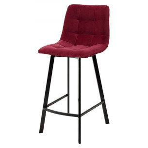 Полубарный стул CHILLI-QB SQUARE винный 16, велюр / черный каркас (H66cm) М-City
