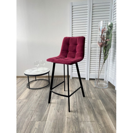 Полубарный стул CHILLI-QB SQUARE винный 16, велюр / черный каркас (H66cm) М-City